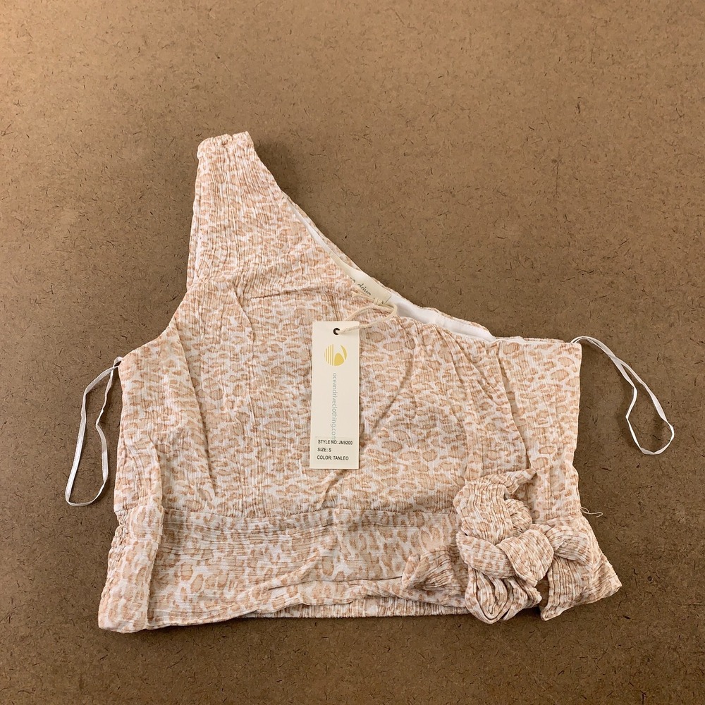 Ocean Drive Women's Small Ta Printed One Shoulder Knot Front Cropped Tank WT
